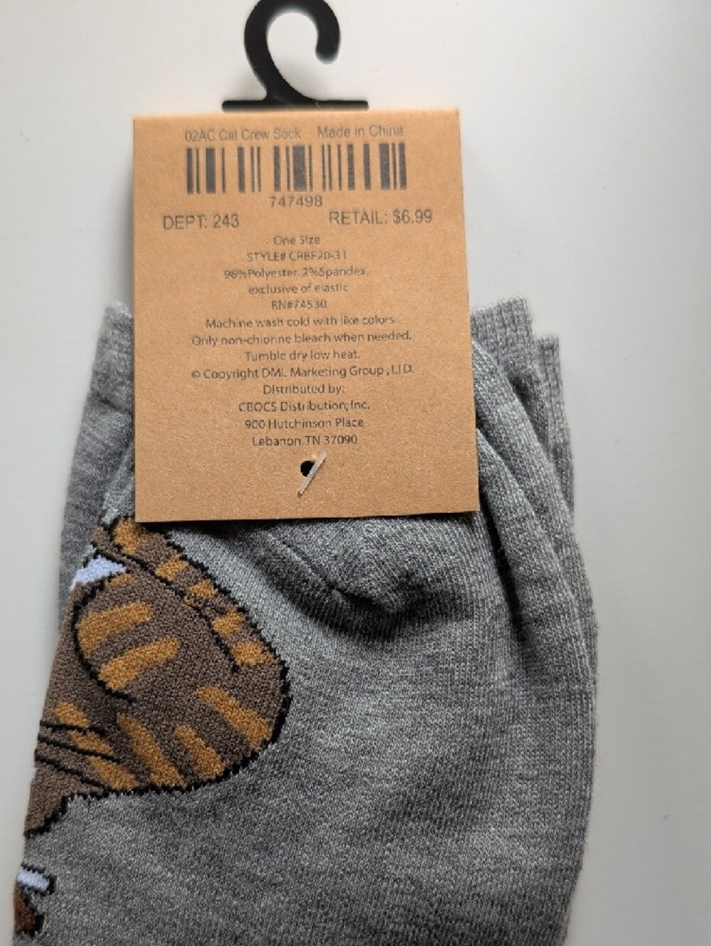 Cat Socks - Assorted Cream, Gray, Green - Picture 7 of 9
